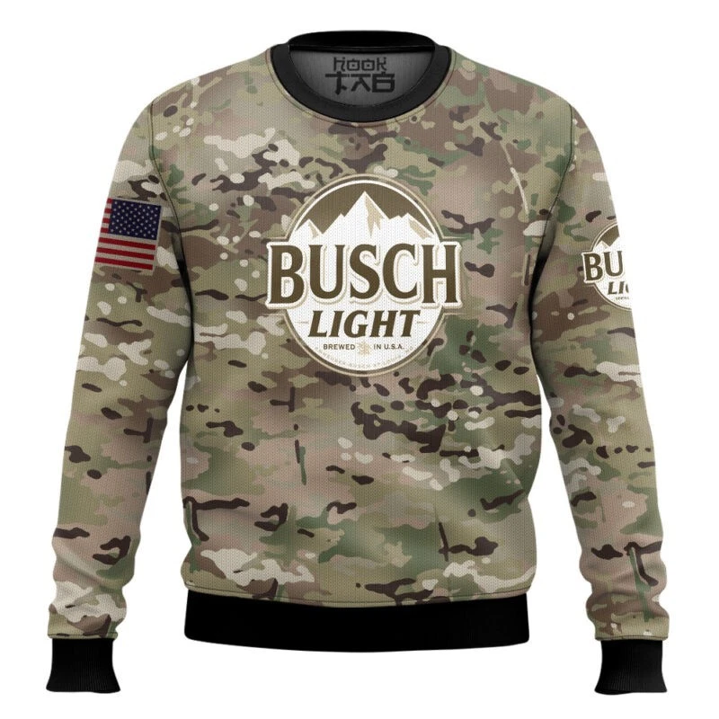 Light Beer Camo Ugly Christmas Sweater