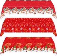 3 Pack Plastic Christmas Tablecloth,Christmas Large, Christmas-red