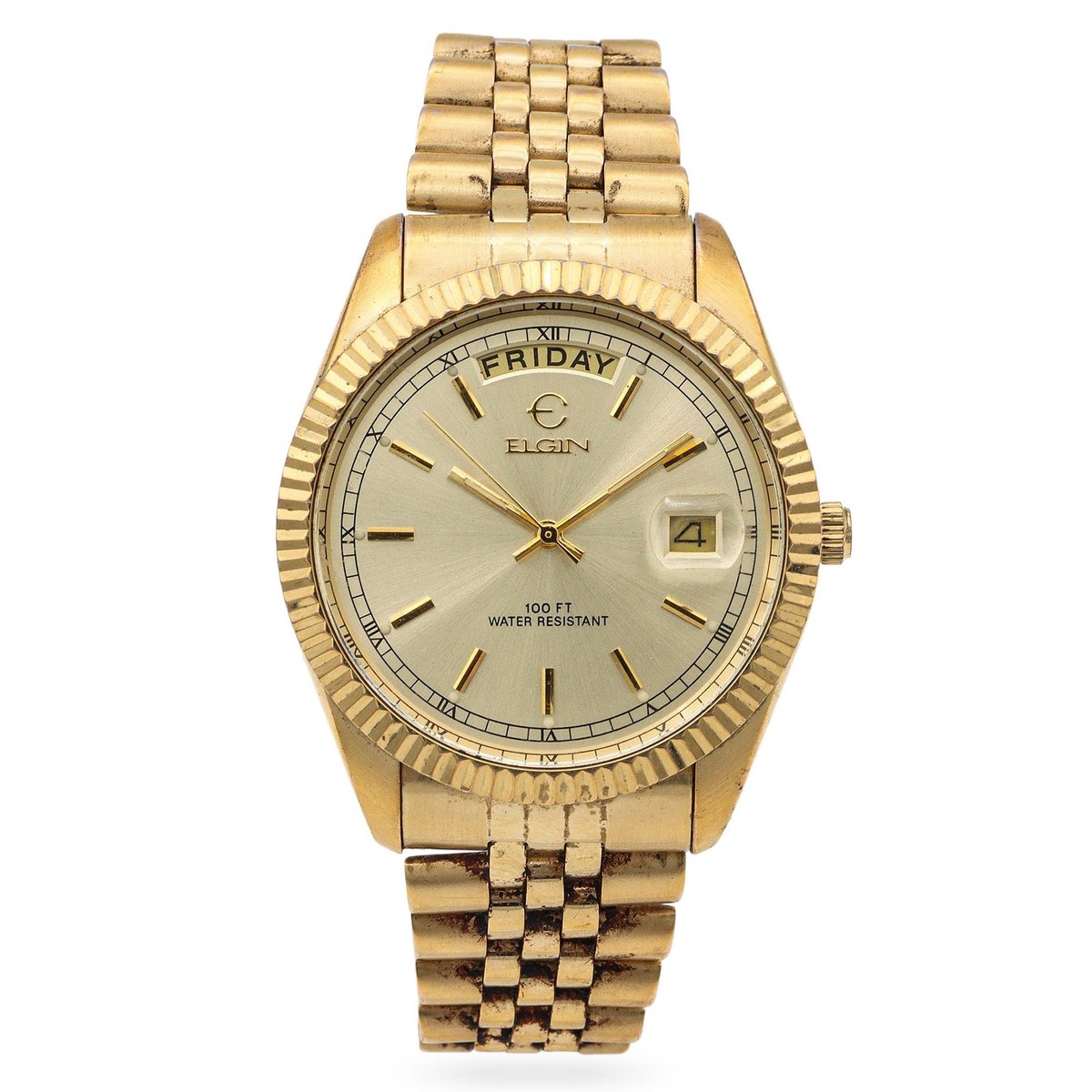 Stainless Steel Elgin Gold Watches Elgin Mens Gold Tone Bracelet