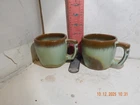 Frankoma set of Two Prairie Green Mugs -Numbered 5C on bottom