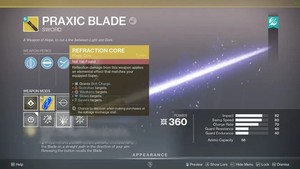Praxic blade - All power core - Heirloom Catalyst - PS/Xbox/PC - Quest