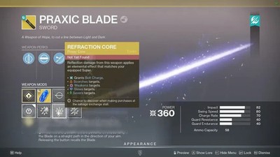 Praxic blade - All power core - Heirloom Catalyst - PS/Xbox/PC - Quest