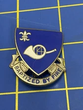 Post WWII US Army 187th Field Artillery Regiment DUI Crest "Baptized By Fire PIN