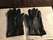 Fownes Womens Vintage Black Wrist Length Leather Gloves Size 7