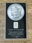 New ListingTreasure Coast Morgan Dollar 1881 Carson City $1 1 Grain .999 Silver 1/1000