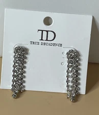 True Decadence statement waterfall earrings in silver crystal