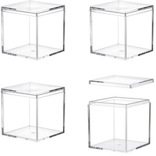Acrylic Large Clear Display Boxes with Lid Transparent Square Cube Acrylic St...
