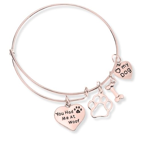 Hunde Bettelarmband - Pfotenabdruck Schmuck - Rosegold Hundeliebhaber Armband - Hundebesitzer - Bild 1 von 3