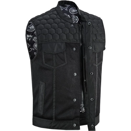 SOA Mens Textile Vest Paisley Style Motorcycle Biker Club Concealed Carry Pocket image 5