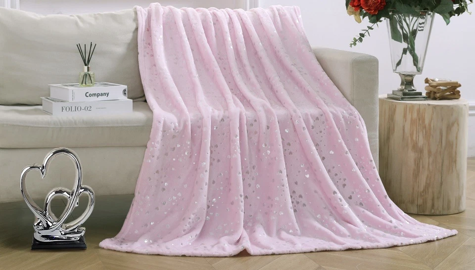 Manta de felpa rosa Way To Celebrate corazones día de San Valentín 50 x 60 nueva con etiquetas Foto 3 de 4