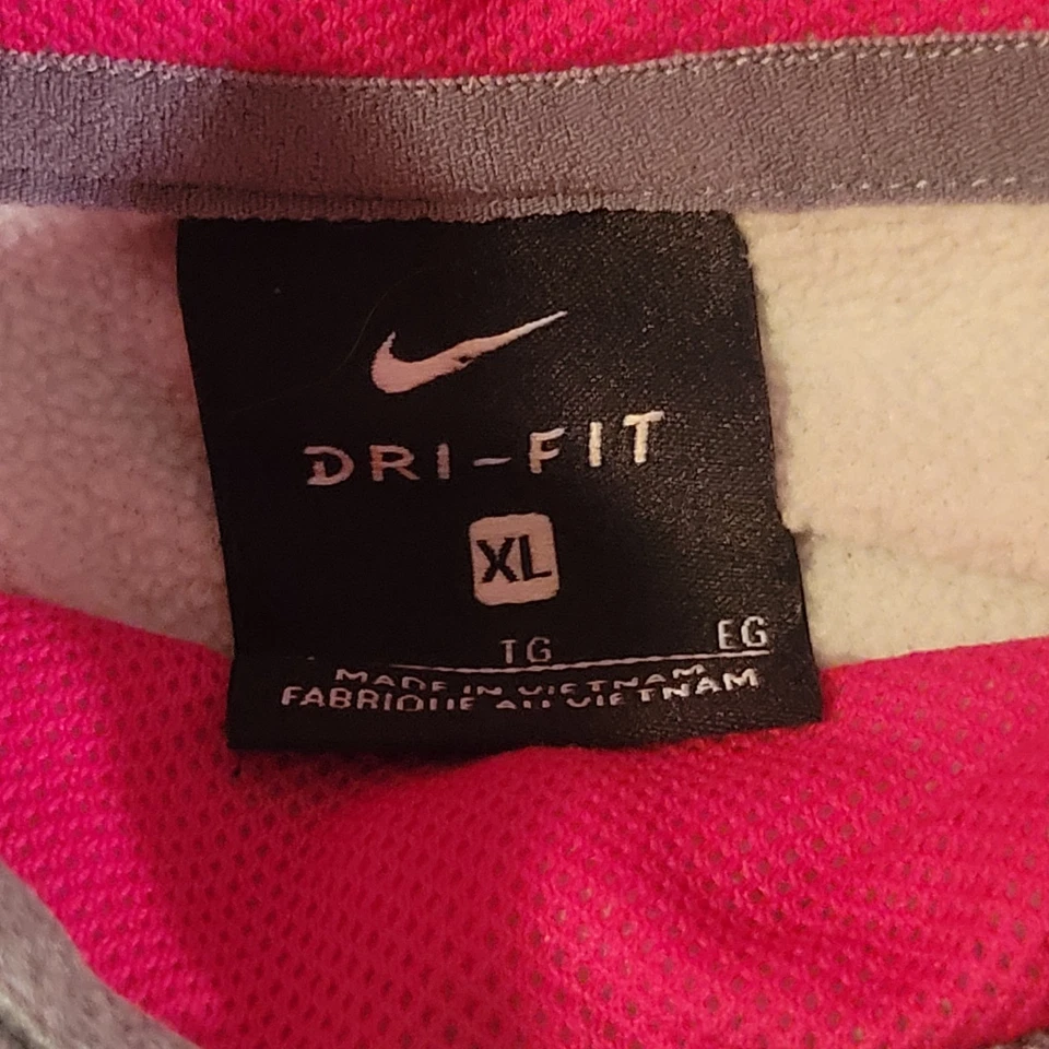 Nike Hoodie Womens XL Gray Pink Center Swoosh Drifit Pullover Sweater Sweatshirt - Image 3 of 4