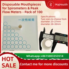 Disposable Mouthpieces for Spirometers & Peak Flow Meters - Pack of 100