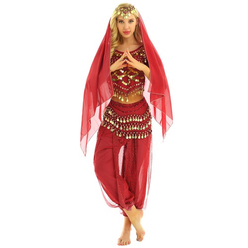 Damen Tanzbekleidung Laterne Kostüm Harem Outfit Cosplay Tanz Schal Bauch Sets - Bild 24 von 139