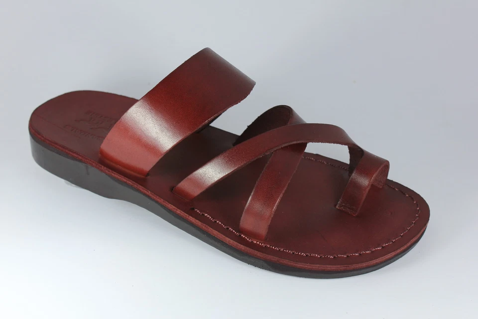 Sandalias bíblicas de cuero Jesús para hombre/mujer correa hechas a mano EE. UU. 5-16 UE 36-50 Foto 3 de 3