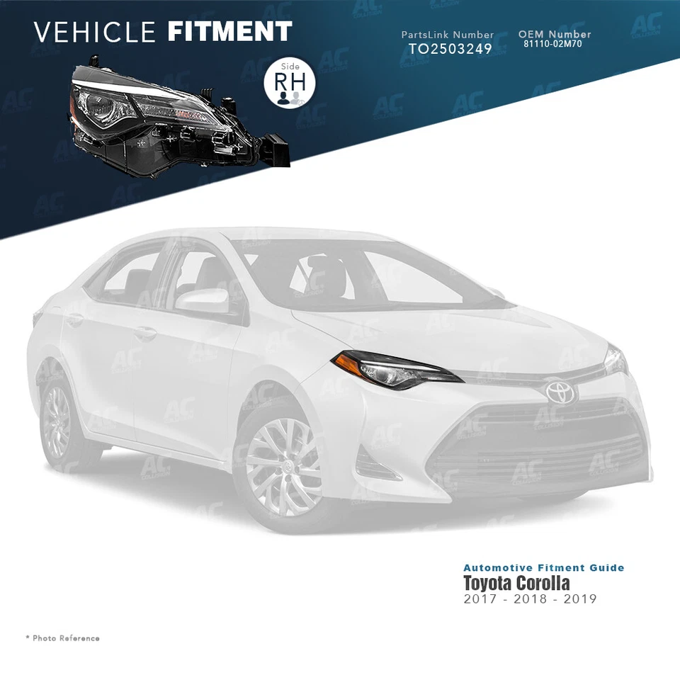 TYC Headlight Assembly Right Passengerfor 17 18 19 Toyota Corolla L/LE/LE ECO - Image 2 of 4