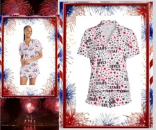 Way to Celebrate Women's SIZE 2X 18W-20W Americana Shorty Pajama Set, 2-Piece,