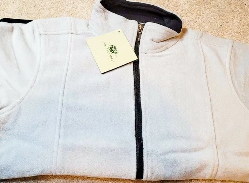 Chestnut Hill 女式超细纤维 Fleeze 全拉链夹克银色灰色 M 码 — 第 3/4 张图片