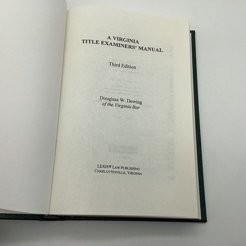 A Virginia Title Examiners' Manual Third Edition by Douglass W. Dewing HC 1998 - Picture 7 of 9