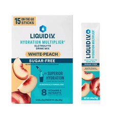 Liquid I.V. White Peach Hydration Sugar Free Electrolyte Drink Mix 15 Packets