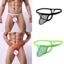 Mens Mesh See-through Pouch G-string Briefs Underwear T-back Thong Underpants  