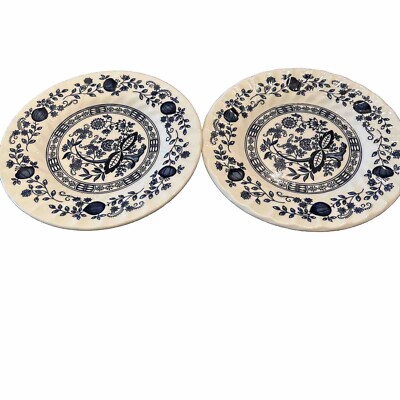 Crown Clarence Blue Onion Bread & Butter Plate - (2). Classic Blue And White.