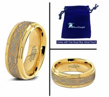8mm Men or Ladies IP Gold Tungsten Carbide Loyal Celtic Knot Wedding Band Ring
