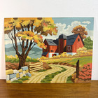 Vintage Paint By Number Painting Country Barn Scene Fall Landscape 12 X 15.7
