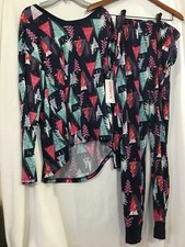 NEW Joyspun Women Pajamas Set CHRISTMAS Trees Long Sleeve Top Jogger Sz XL