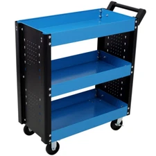 3 Tier Rolling Tool Cart on Wheels,Heavy Duty Utility Tool Cart with Pegboard