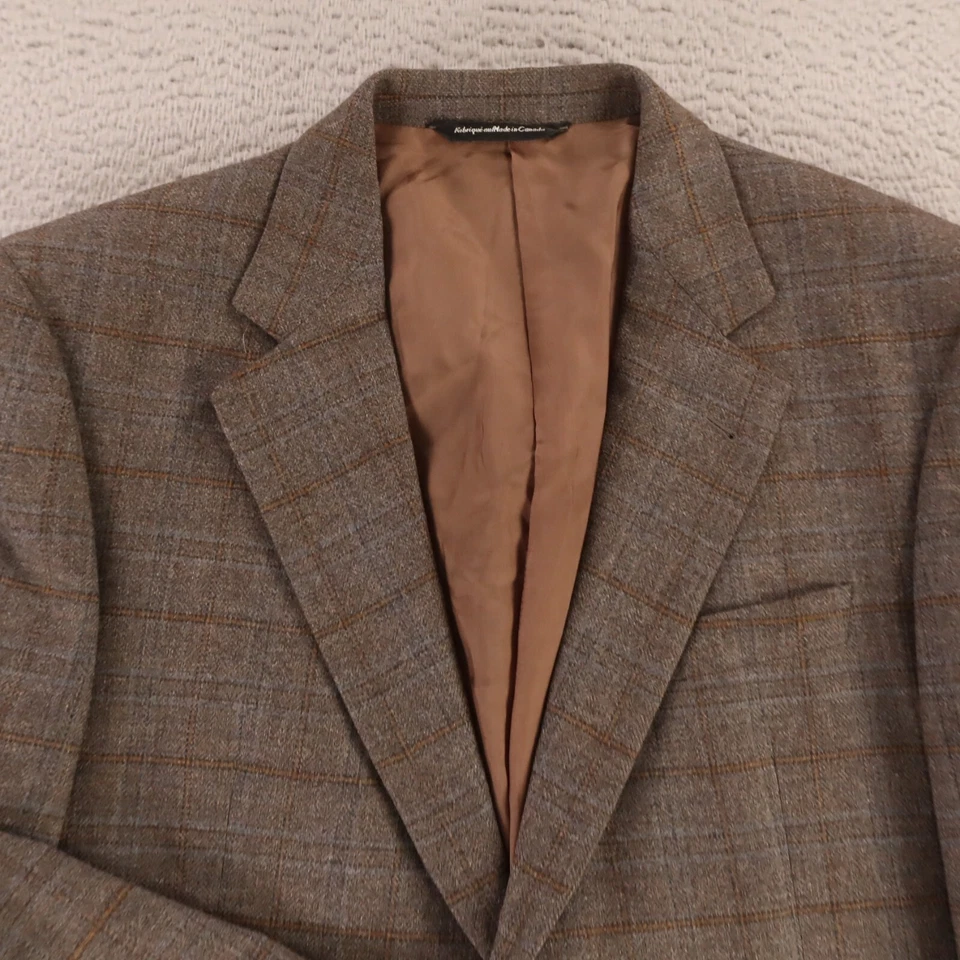 Chaqueta Coppley M Marrón Azul Cuadros 100% Lana Sarga Blazer Davelle Canadá 40R Foto 2 de 4
