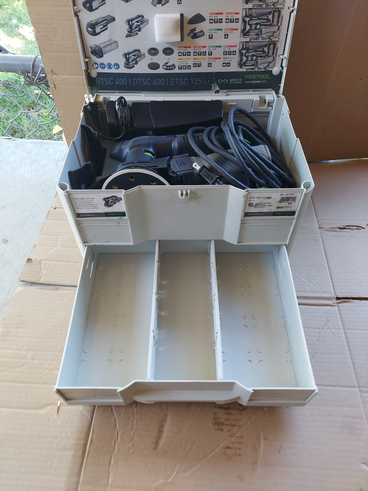 Festool 5'' Cordless Random Orbit Sander with Cord and AC Adapter, ETSC 125 Li 3