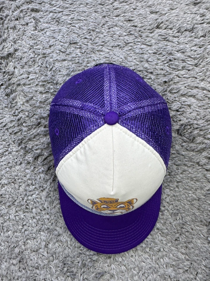 Vtg LSU Tigers Trucker Rope Hat Adult Purple Mesh Nike Snapback Vtg Made In USA - Image 2 of 4