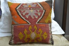 Vintage Moroccan Wool Kilim Cushion Pillow Down Filled Bohemian Modern Excellent