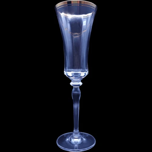 9" Mikasa Jamestown Clear Gold Trim Fluted Champagne Glass