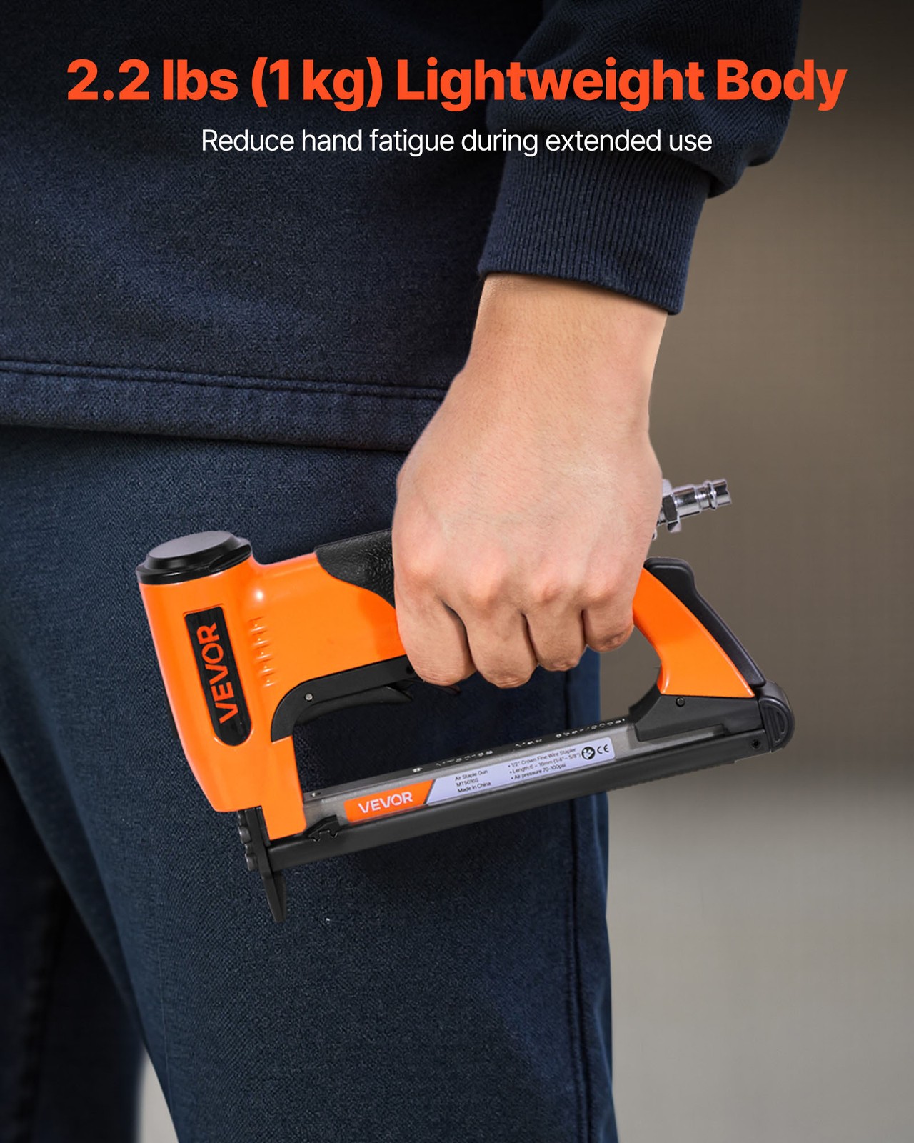 VEVOR Pneumatic Staple Gun 20 Gauge for 50 Series Fine Wire Staples 1/2" Crown