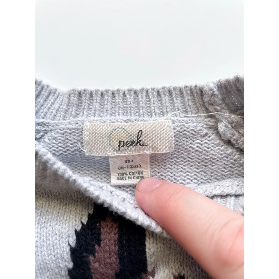 Suéter Tejido Bulldog Francés Algodón Gris Peek Bebé Niño Talla 6-12 Meses Foto 2 de 3