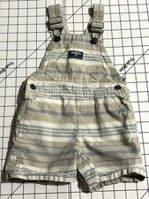 Osh Kosh B'Gosh Shorts Size 18 Months Vestbak Overalls boys Striped Brown White