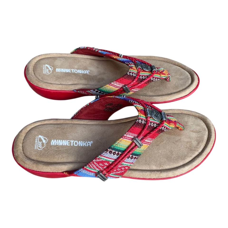 Sandalias Minnetonka Silverthorne 360 para mujer talla 10 M rojo estampado suroeste Foto 4 de 4