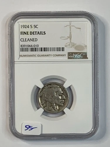 1924-S 5c Buffalo Nickel NGC Fine Details ** AKHXX4010