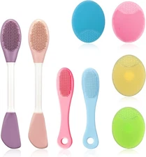 Ultra Soft Silicone Cleansing Brush 8Pack-Gentle Exfoliator Deep Clean TravelSet