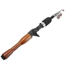 Telescopic Fishing Rod 1.3 M Fiberglass Fishing Poles Black & Wood Color