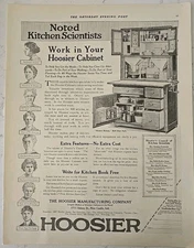 1917 Hoosier Kitchen Cupboard Furniture Cabinet Scientists Names Vintage ad 