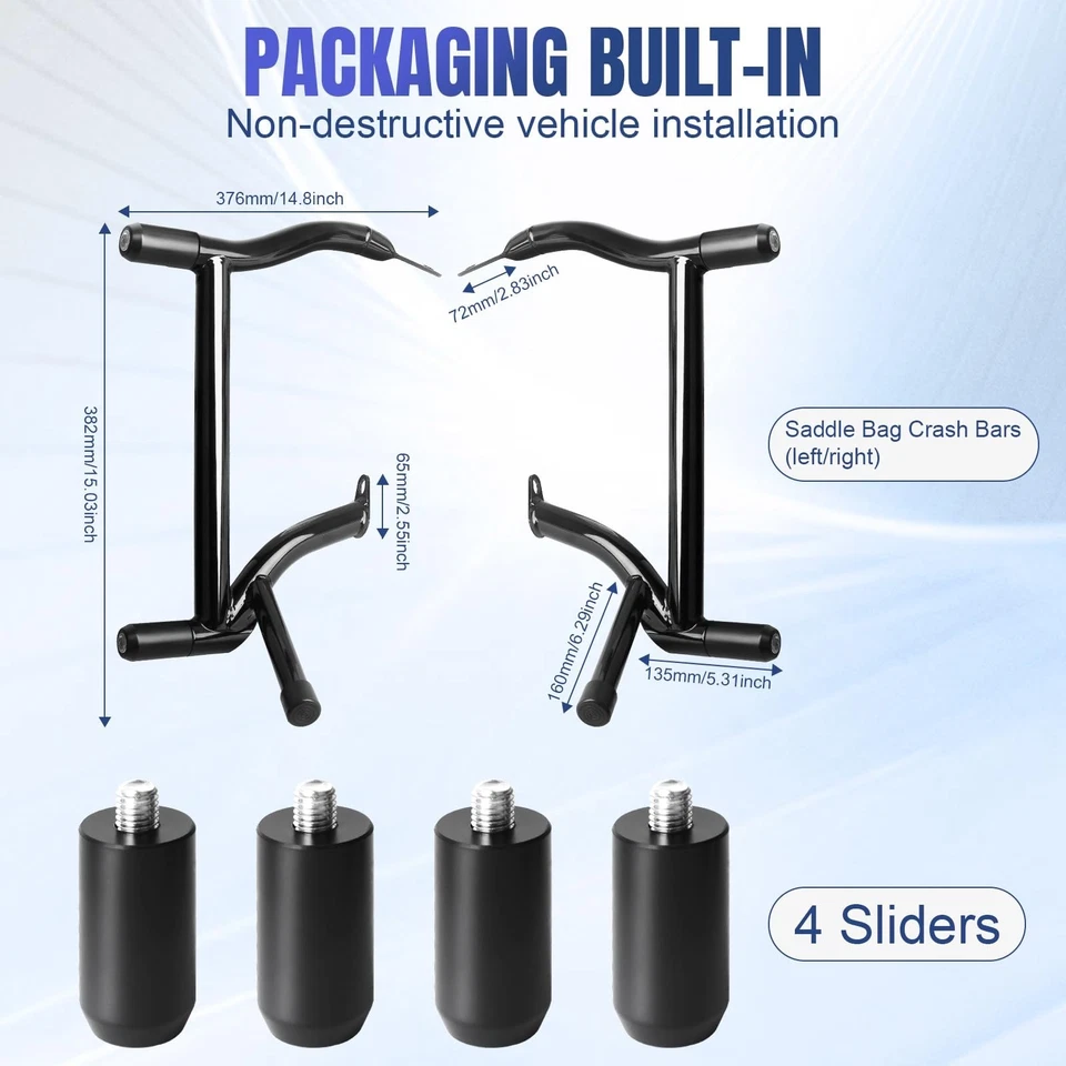 Saddlebag Guard Road Glide Bracket for Harley Davidson Touring Street Black T... - Image 2 of 4