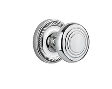 Nostalgic Warehouse Rope Rosette with Deco Knob, Privacy 2.75" Bright Chrome