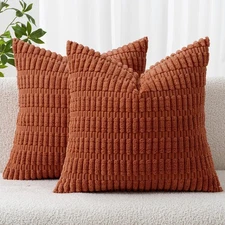 MIULEE Pack of 2 Corduroy Decorative Throw Pillow 18" x (Pack 2), Rust 