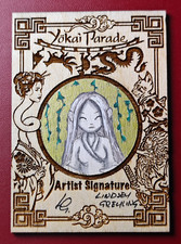 2023 Iconic Creations Yokai Parade Wood 1/1 Sketch Card Lindsey Greyling Art