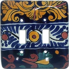 TalaMex Mexican Ceramic Wall Plate Marigold Double Switch Plate