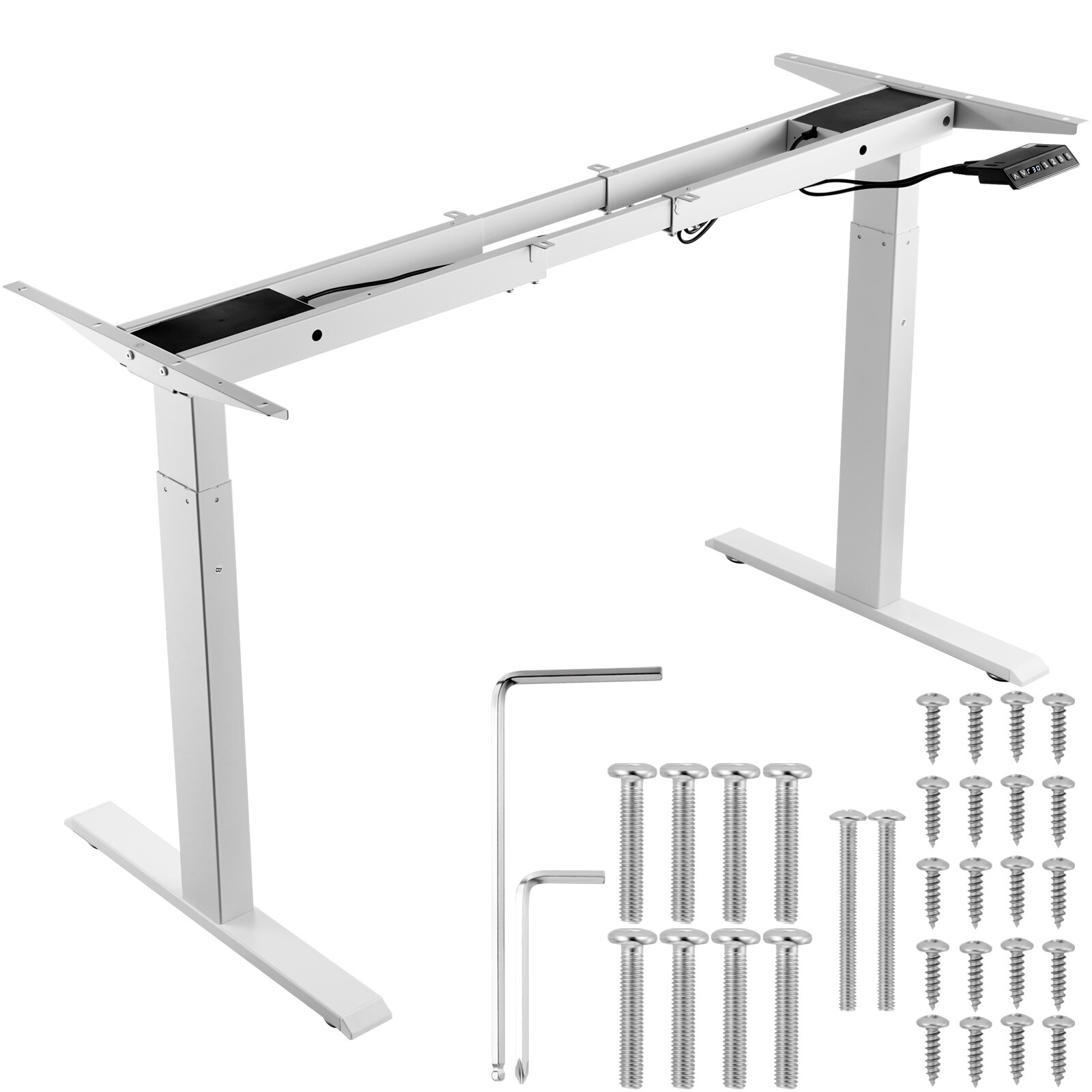 Cadre bureau assis debout électrique motorisé réglable hauteur blanc VEVOR double moteur