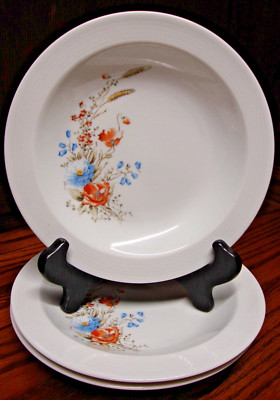 3pc CP COLDITZ Porcelain 8.5''x1.25'' Bowls Vintage GDR-White w/Floral Bouquet i28