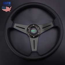 Black 14inch Universal Aluminum Racing Steering Wheel Drifting Deep Dish